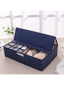 House of Quirk - 16+1 Compartment Cell Foldable Storage Box for underwear Closet Storage - Navy Blue