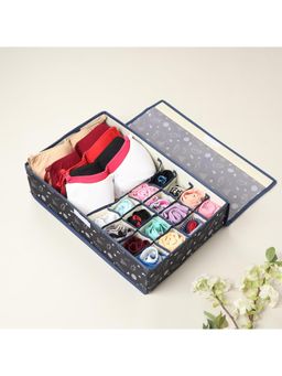 House of Quirk - 16+1 Compartment Cell Foldable Storage Box for underwear Closet Storage - Black