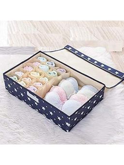 House of Quirk - 16+1 Compartment Cell Foldable Storage Box for underwear Closet Storage - Navy Blue