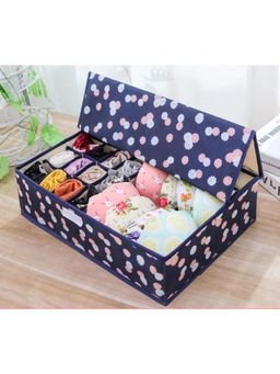 House of Quirk - 16+1 Compartment Cell Foldable Storage Box for underwear Closet Storage - Navy Blue