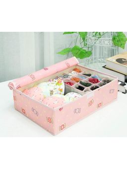 House of Quirk - 16+1 Compartment Cell Foldable Storage Box for underwear Closet Storage - Pink