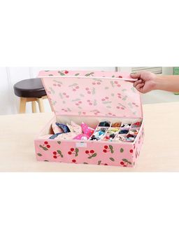 House of Quirk - 16+1 Compartment Cell Foldable Storage Box for underwear Closet Storage - Pink