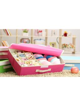 House of Quirk - 16+1 Compartment Cell Foldable Storage Box for underwear Closet Storage - Pink