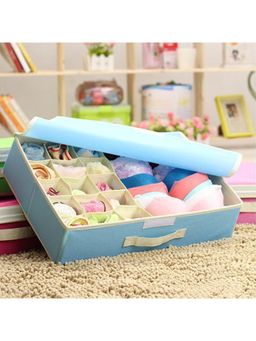 House of Quirk - 16+1 Compartment Cell Foldable Storage Box for underwear Closet Storage - Sky Blue
