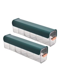 House of Quirk - Dark Green Underwear Organizer Divider Wall Mount 6 Cell Drawer Storage Boxes Pack 2
