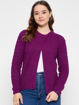 Creative Line - Brown Self Design Knitted Cardigan