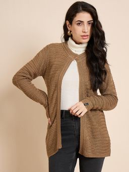 Creative Line - Brown Self Design Knitted Cardigan