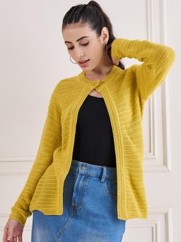 Creative Line - Mustard Self Design Knitted Cardigan