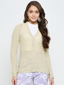 Creative Line - Beige Self Design Knitted Cardigan