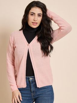Creative Line - Peach Self Design Knitted Cardigan