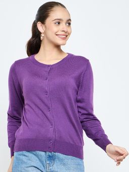 Creative Line - Blue Self Design Knitted Cardigan