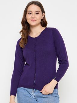 Creative Line - Purple Self Design Knitted Cardigan