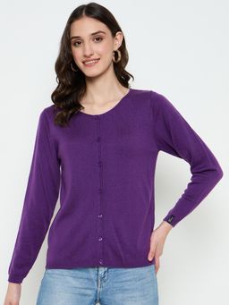 Creative Line - Brown Self Design Knitted Cardigan