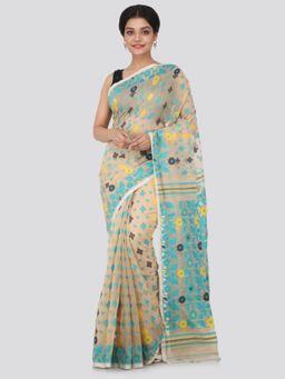 PinkLoom - Women's Soft Cotton Jamdani Saree Without Blouse Piece,Beige