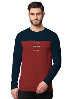 BULLMER - Colorblock Full Sleeve Sweatshirts For Men Navy Blue And Red