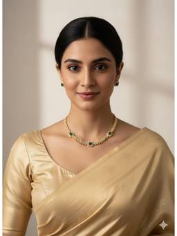 STILEADDA - Exquisite Gold Plated Green Designer Ad Necklace Set