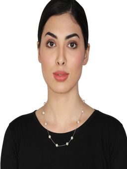 AQUASTREET - Silver-Plated Minimal White Pearl Necklace