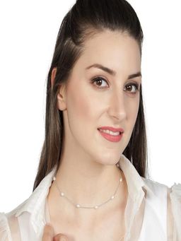 AQUASTREET - Silver-Plated White Oval Pearl Necklace