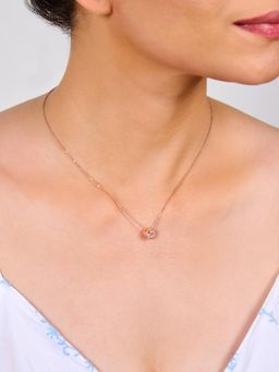 AQUASTREET - Rose Gold-Plated Single Zircon Studded Pendant With Chain