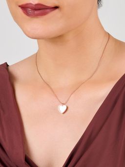 AQUASTREET - Rose Gold-Plated Black And off-White Reversible Heart-Shaped Pendant With Chain