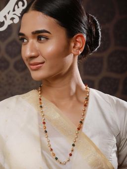 Aatmana - Gold Plated Multicolored Stone Studded And Beaded Necklace