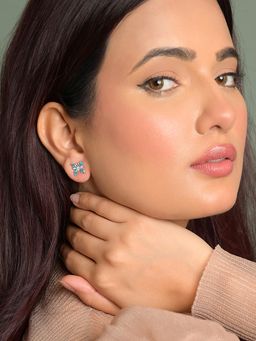 CLARA - 925 Silver Platinum Plated Daily Wear Pia Butterfly Stud Earrings For Women