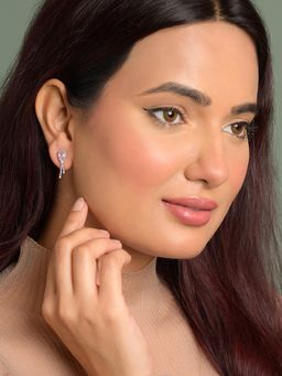 CLARA - 925 Silver Platinum Plated Daily Wear Rosa Earrings For Women And Girls