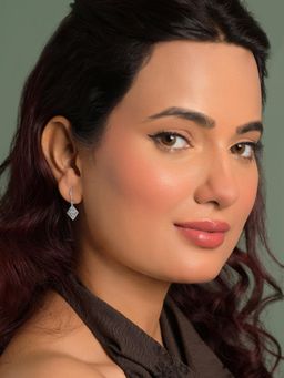 CLARA - 925 Silver Platinum Plated Daily Wear Noemi Drop Earrings For Women And Girls