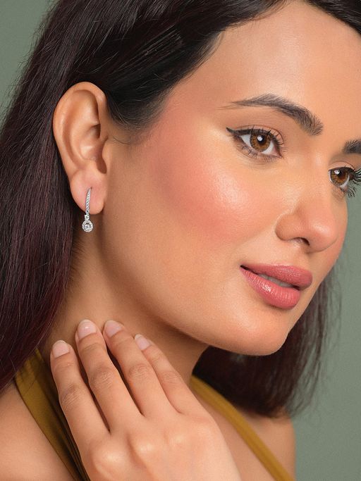 CLARA 925 Silver Platinum Plated Daily Wear Fina Drop Earrings For Women And Girls
