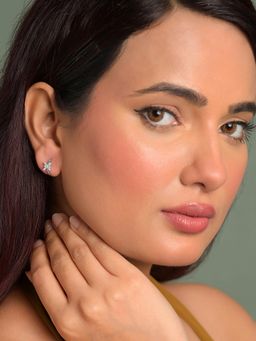 CLARA - 925 Silver Platinum Plated Daily Wear Butterfly Hoop Earrings For Women And Girls