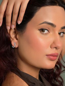 CLARA - 925 Silver Platinum Plated Daily Wear Front Back Earrings For Women And Girls