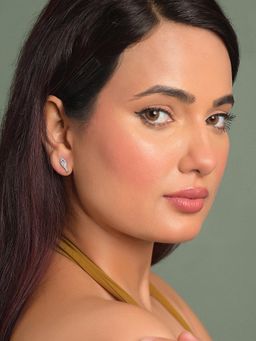 CLARA - 925 Silver Platinum Plated Daily Wear Vanna Stud Earrings For Women And Girls