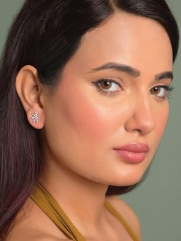 CLARA - 925 Silver Platinum Plated Daily Wear Imelda Stud Earrings For Women And Girls