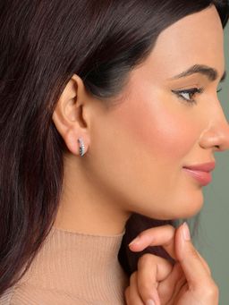 CLARA - 925 Silver Platinum Plated Daily Wear Paola Hoop Earrings For Women And Girls