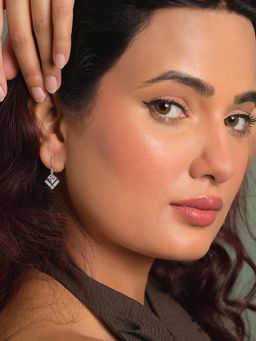 CLARA - 925 Silver Platinum Plated Daily Wear Rosabella Drop Earrings For Women And Girls