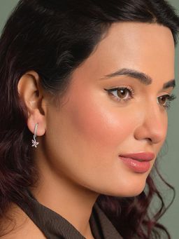 CLARA - 925 Silver Platinum Plated Daily Wear Pink Butterfly Drop Earrings For Women