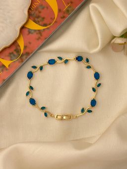 ISHKAARA - Gold Plated Fairy Tulip Bracelet In Blue Stone