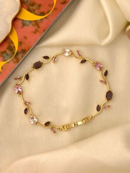 ISHKAARA - Gold Plated Fairy Tulip Bracelet In Multi Colour Stone