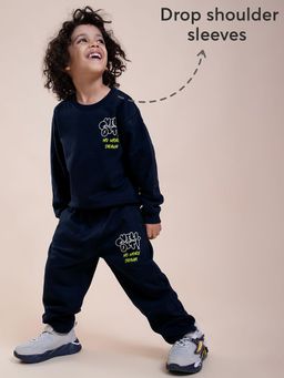Hopscotch - Navy Blue Brushed Fleece Co-Ord (Set of 2)