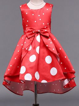 Hopscotch - Girls Red Polka Dot Print Sleeveless Party Dress