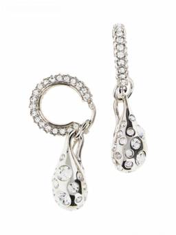 Marni - Silver Crystal Drop Hoop Earrings
