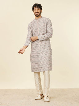 Manyavar - Blended Cotton Digital Printed Kurta and Pyjama (Set of 2)