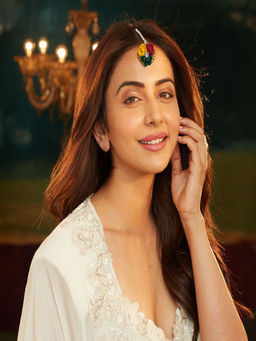 Accessher - Haldi Yellow-Red-Green Floral Maangtikka (Pack of 12 )