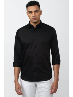 Van Heusen - Men Black Slim Fit Solid Full Sleeves Casual Shirt
