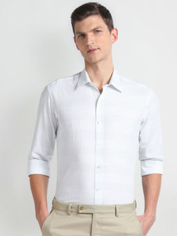 Arrow Newyork - White Manhattan Slim Fit Striped Formal Shirt