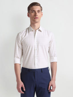 Arrow Newyork - White Tartan Check Cotton Formal Shirt