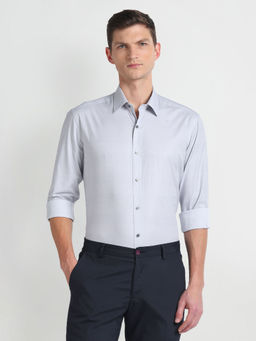 Arrow Newyork - Men Grey Stripe Twill Formal Shirt