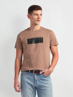 Arrow Newyork - Brown Crew Neck Brand Print T-Shirt