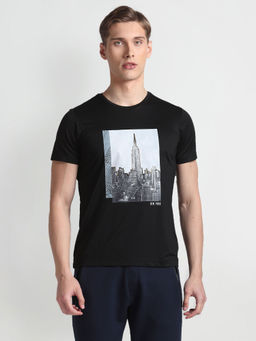 Arrow Newyork - Black Crew Neck Graphic Print T-Shirt