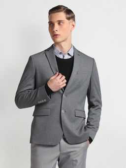 Arrow - Grey Notch Lapel Collar Knit Blazer
